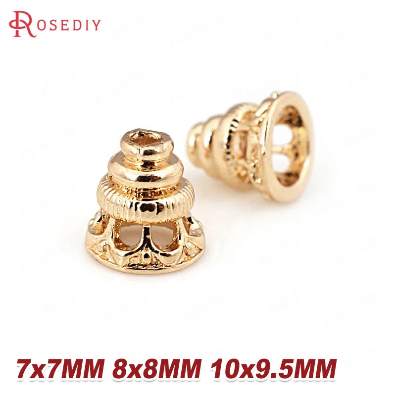 6 High Champagne Plated Brass Beads Caps Diy Jewelry Accessories
