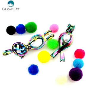 5pcs Cancer Breast Awareness Ribbon Pendant Locket Essential Oil Diffuser
