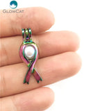 5pcs Cancer Breast Awareness Ribbon Pendant Locket Essential Oil Diffuser