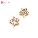 4pcs 9mm High Champagne Brass Zircon Star Spacer Bracelet Beads