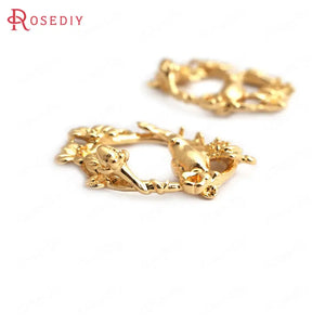 6pcs 20x23mm High Brass Flower Bird Circle Charms Pendants Diy Jewelry Findings