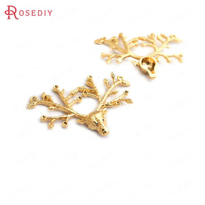 6 High Brass Deer Charms Pendants 37x25mm DIY Jewelry Findings
