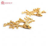 6 High Brass Deer Charms Pendants 37x25mm DIY Jewelry Findings