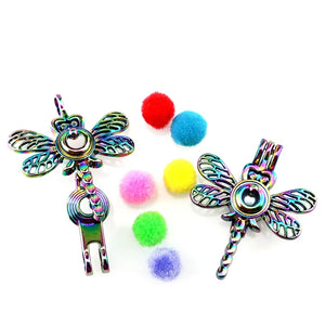 5pcs Rainbow Copper Dragonfly Bead Pearl Cage Locket Pendant