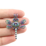 5pcs Rainbow Copper Dragonfly Bead Pearl Cage Locket Pendant