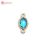 10 High Champagne Brass Glass 2 Holes Oval Connect Charms Pendants
