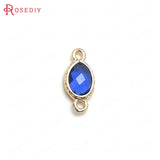 10 High Champagne Brass Glass 2 Holes Oval Connect Charms Pendants