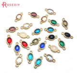 10 High Champagne Brass Glass 2 Holes Oval Connect Charms Pendants
