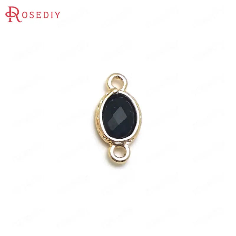 10 High Champagne Brass Glass 2 Holes Oval Connect Charms Pendants