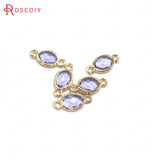10 High Champagne Brass Glass 2 Holes Oval Connect Charms Pendants