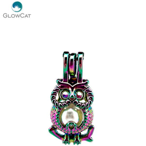 5pcs Multicolor Owl Pearl Beads Cage Locket Pendant Fairytale Party