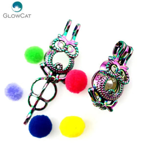 5pcs Multicolor Owl Pearl Beads Cage Locket Pendant Fairytale Party