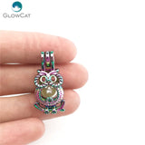 5pcs Multicolor Owl Pearl Beads Cage Locket Pendant Fairytale Party