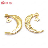 4pcs High Brass Zircon Moon Star Charms Pendants Jewelry Findings