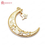 4pcs High Brass Zircon Moon Star Charms Pendants Jewelry Findings