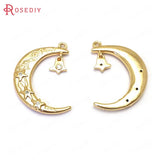 4pcs High Brass Zircon Moon Star Charms Pendants Jewelry Findings