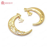 4pcs High Brass Zircon Moon Star Charms Pendants Jewelry Findings