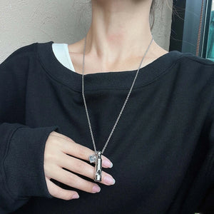 Titanium Steel Whistle Pendant Necklace, Women's Emergency Jewel