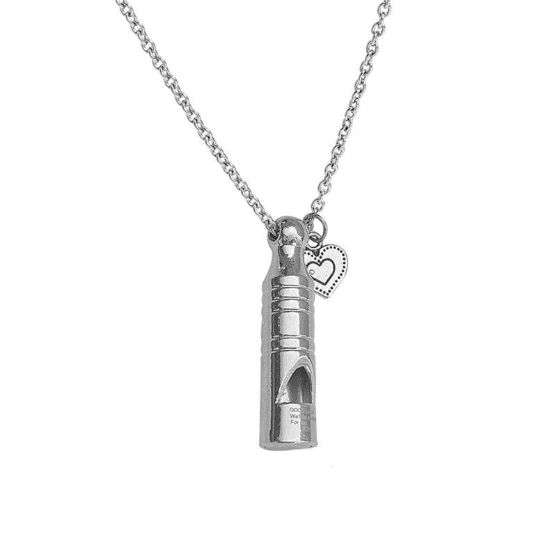 Titanium Steel Whistle Pendant Necklace, Women's Emergency Jewel
