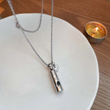 Titanium Steel Whistle Pendant Necklace, Women's Emergency Jewel