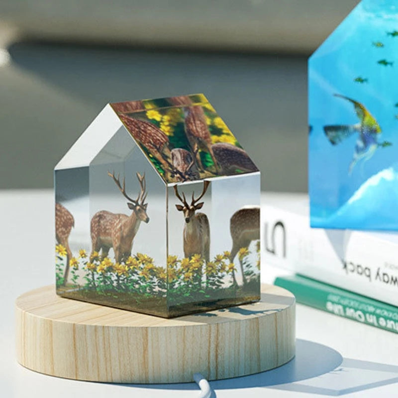 C9GF House Geometry Mirror Silicone Mold for Flowers Desktop Decor