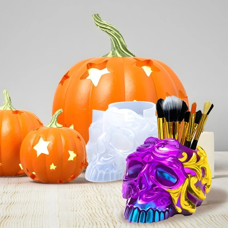 Skull Decor Silicone Makeup Brush Holder Mold