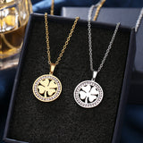 316L Stainless Steel Clover Crystal Rhinestone Necklace for Women Wedding