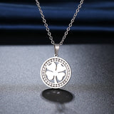 316L Stainless Steel Clover Crystal Rhinestone Necklace for Women Wedding