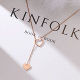316L Stainless Steel Long Pendant Heart-Shaped Rose Necklace