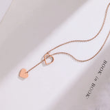 316L Stainless Steel Long Pendant Heart-Shaped Rose Necklace