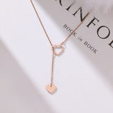 316L Stainless Steel Long Pendant Heart-Shaped Rose Necklace