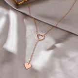 316L Stainless Steel Long Pendant Heart-Shaped Rose Necklace