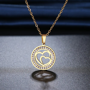 316L Stainless Steel Necklace Rhinestone Overlay Love Necklaces Wedding