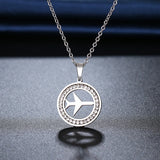 316L SS Aircraft Necklace Rhinestone Necklaces Women Wedding