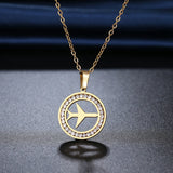 316L SS Aircraft Necklace Rhinestone Necklaces Women Wedding