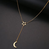 Moon and Star Necklace Stainless Steel Jewelry