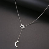 Moon and Star Necklace Stainless Steel Jewelry