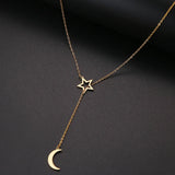 Moon and Star Necklace Stainless Steel Jewelry