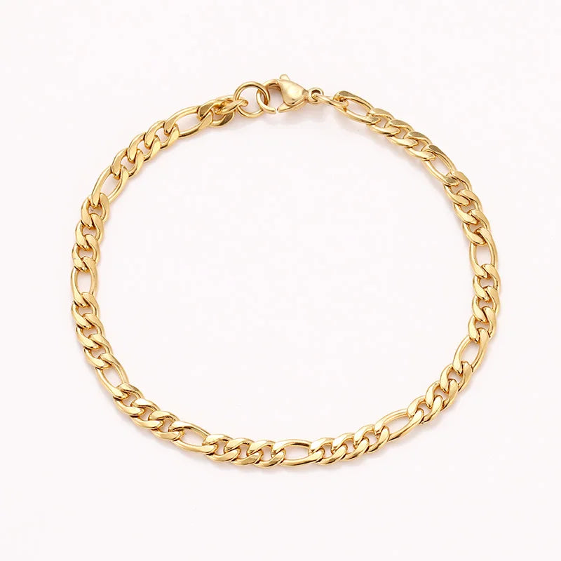 Silver Stainless Steel Chain Bracelet for Men Women Pendant Flat