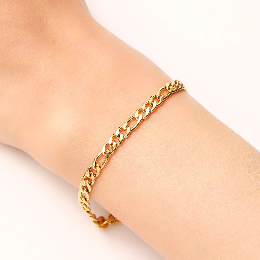 Silver Stainless Steel Chain Bracelet for Men Women Pendant Flat