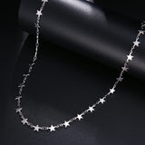 Stainless Steel Chain Necklace with Silver Pentagram Pendant