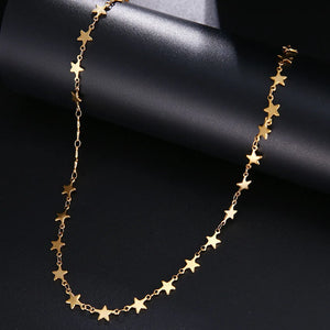 Stainless Steel Chain Necklace with Silver Pentagram Pendant
