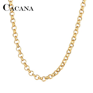 Stainless Steel Round Buckle Chain Necklace for Man Women Silver