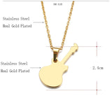 Stainless Steel Guitar Pendant Necklace