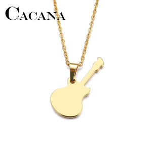 Stainless Steel Guitar Pendant Necklace