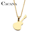 Stainless Steel Guitar Pendant Necklace
