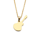 Stainless Steel Guitar Pendant Necklace