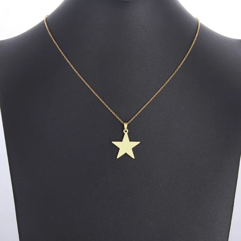Stainless Steel Pentagram Silver Pendant Necklace