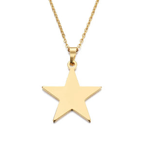 Stainless Steel Pentagram Silver Pendant Necklace