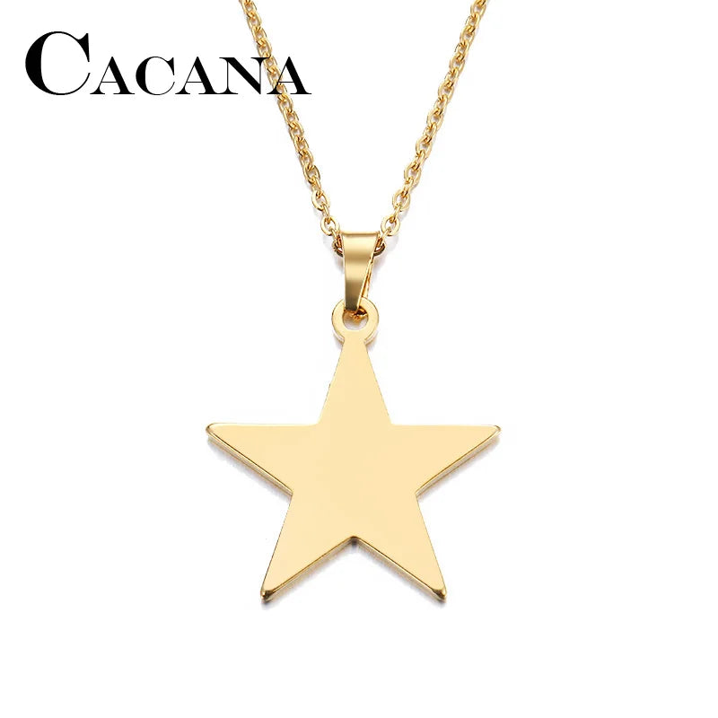 Stainless Steel Pentagram Silver Pendant Necklace